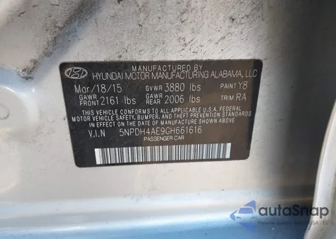 2016 Hyundai Elantra Se из США, поврежденный, VIN 5NPDH4AE9GH661616